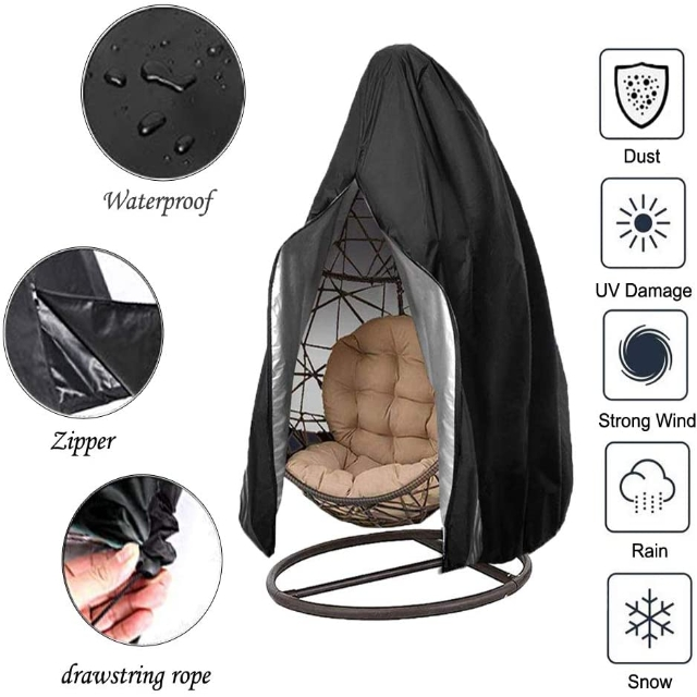 wholesale Patio Hanging Durable Waterproof egg Swing Chair Cover with Zipper For Outdoor