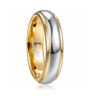 6MM 18K Gold Plated Beveled High Quality Competitive Price Tungsten Carbide Ring For Men's Wedding