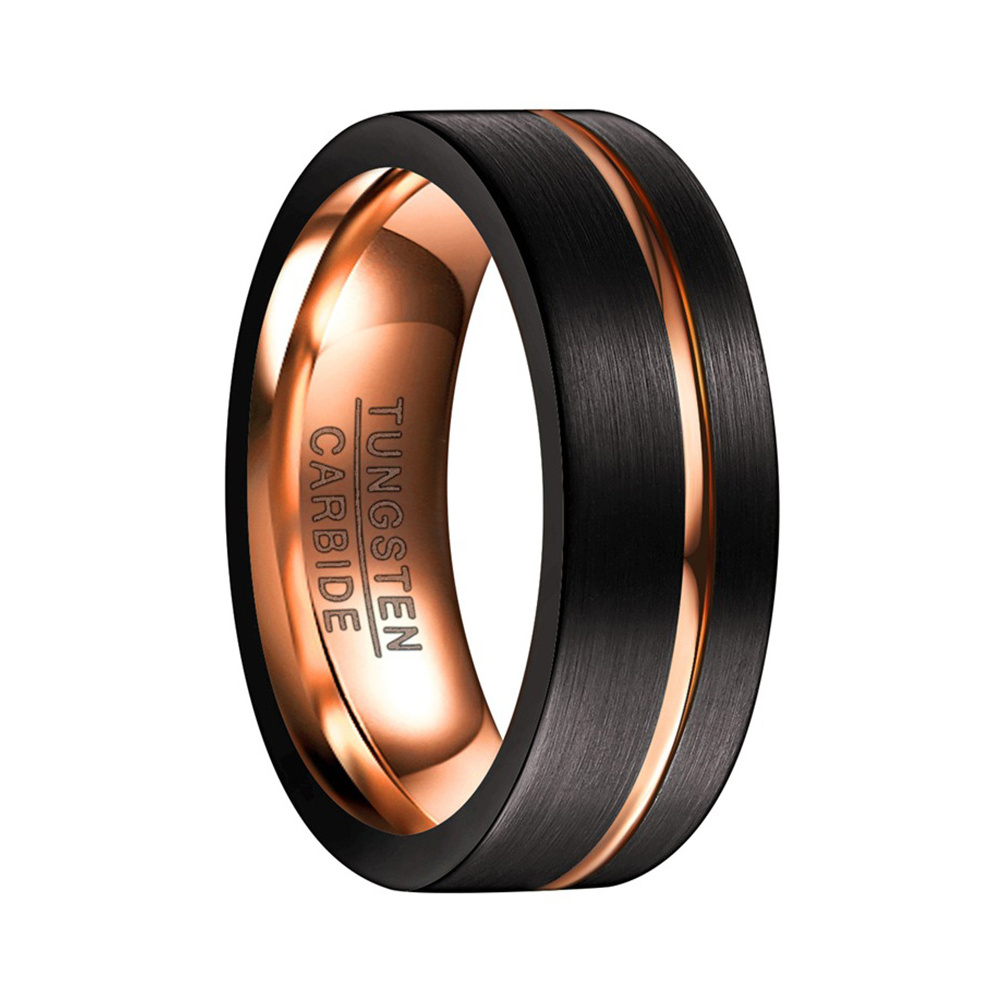 Classic Design 8MM Red And Black Color Domed Tungsten Carbide Wedding Rings Ror Men