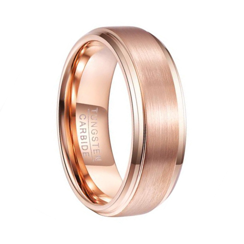 Alin 4mm Beautiful Rings For Men Rose Gold Plated Tungsten Diamond Facet Ring Couple Wedding Band