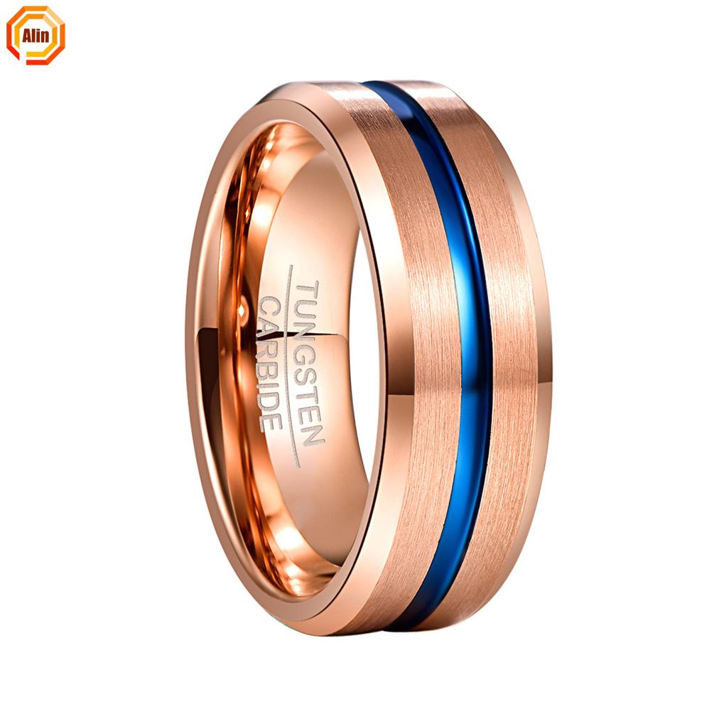 6MM 18K Gold Plated Beveled High Quality Competitive Price Tungsten Carbide Ring For Men's Wedding