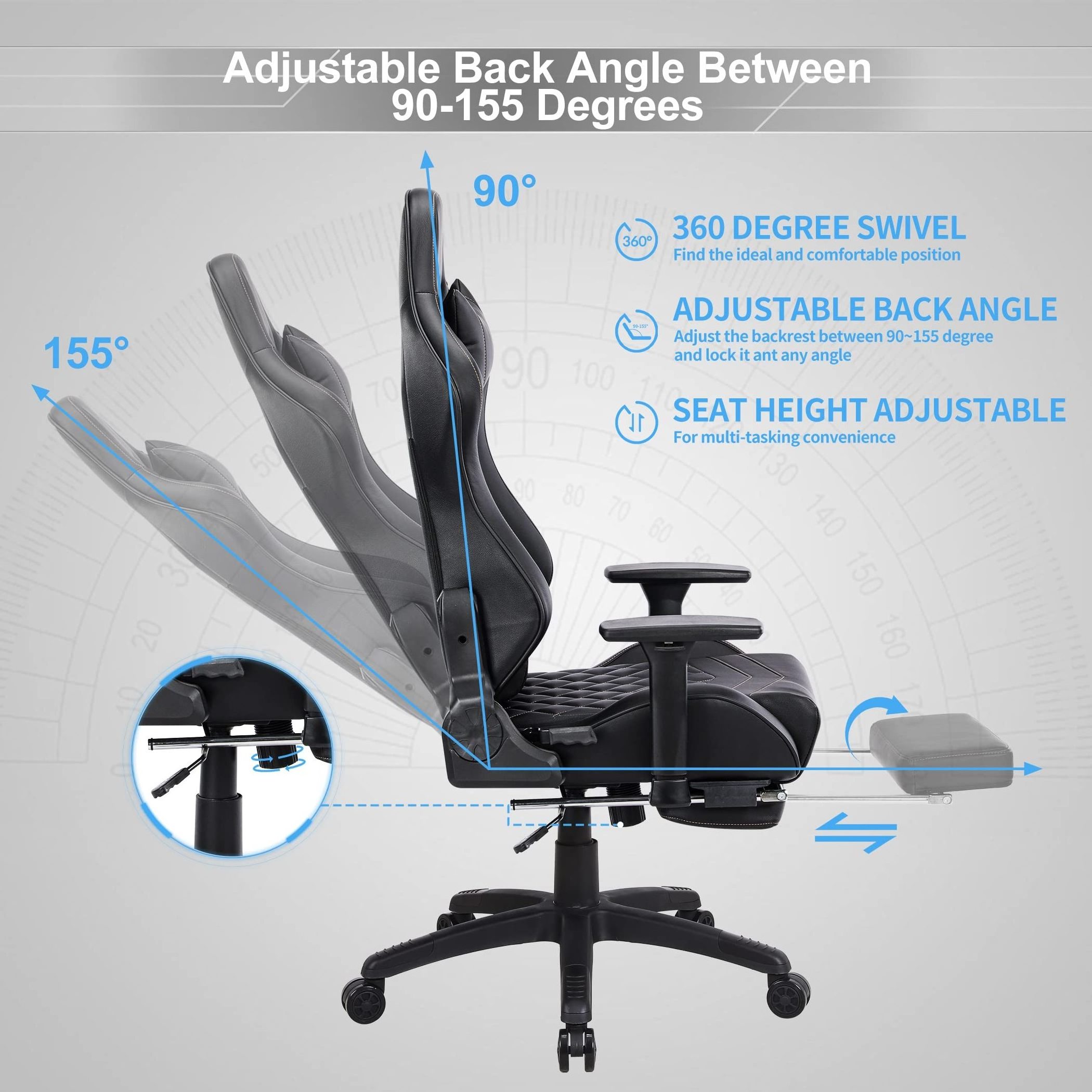 Heavy Duty Gaming Chair for Adults and 350LBS Reinforced Base Big and Tall Ergonomic Office Computer Chair with Massage