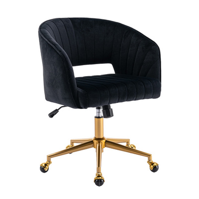 Alinunu Home Office Swivel Velvet Desk Chair Upholstered Modern Tufted Chairs with Gold Base Computer Task Stool for Living Room