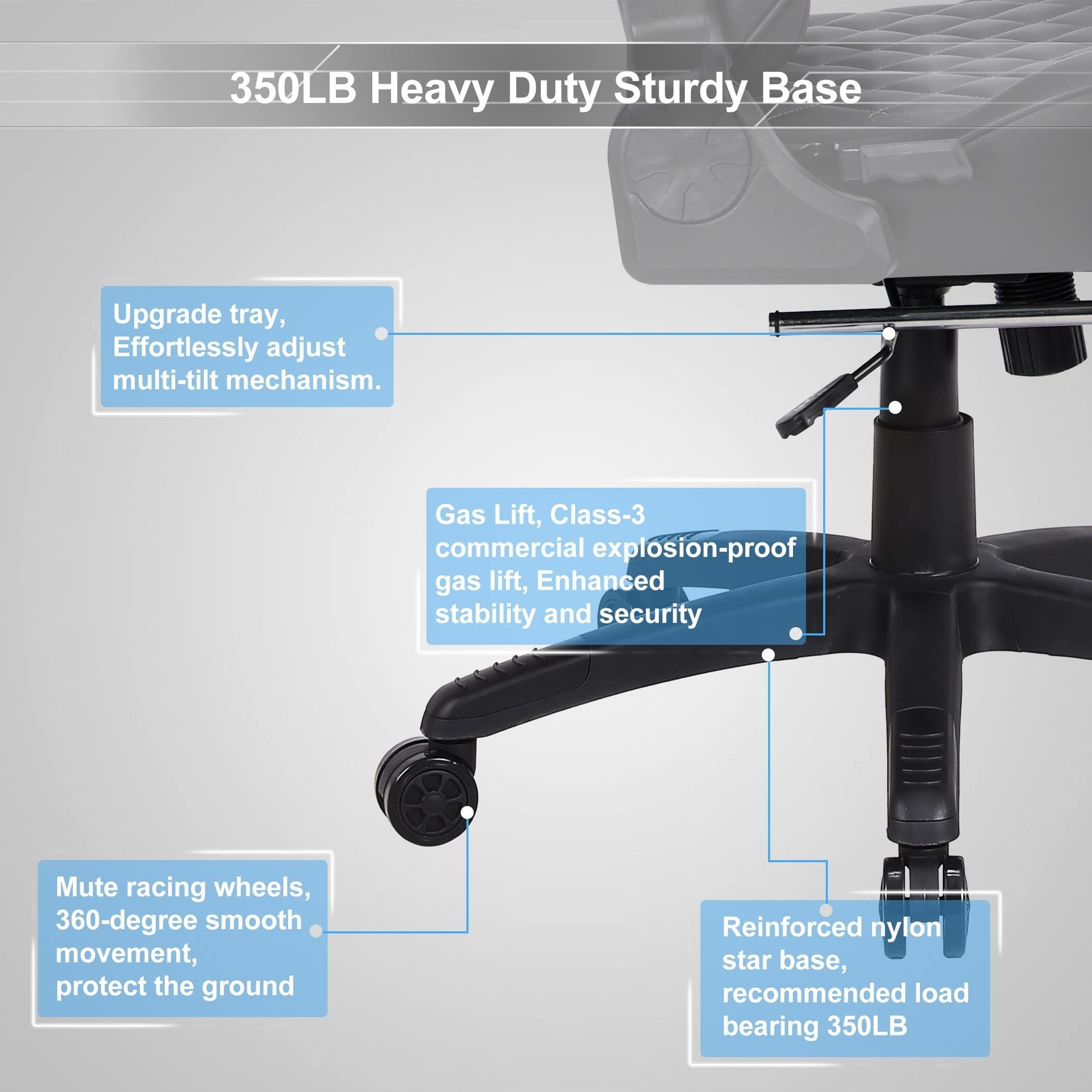 Heavy Duty Gaming Chair for Adults and 350LBS Reinforced Base Big and Tall Ergonomic Office Computer Chair with Massage