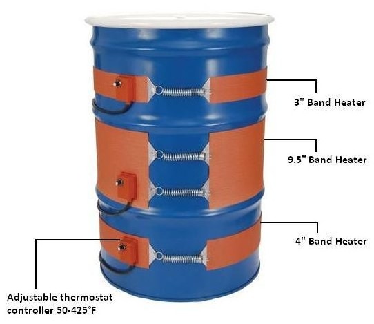 2000W Insulated Silicon Drum Heater WVO Oil Biodiesel Plastic Metal Barrel