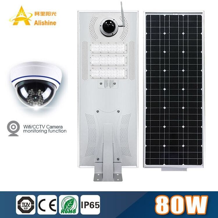 Outdoor IP65 Waterproof 80W 12V Solar Led Street Light with Monitoring Camera