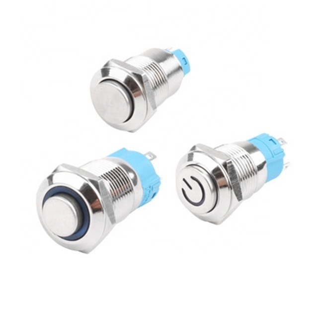 12mm metal button switch LED with light waterproof button flat head self lock / no lock switch