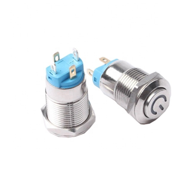 12mm metal button switch LED with light waterproof button flat head self lock / no lock switch