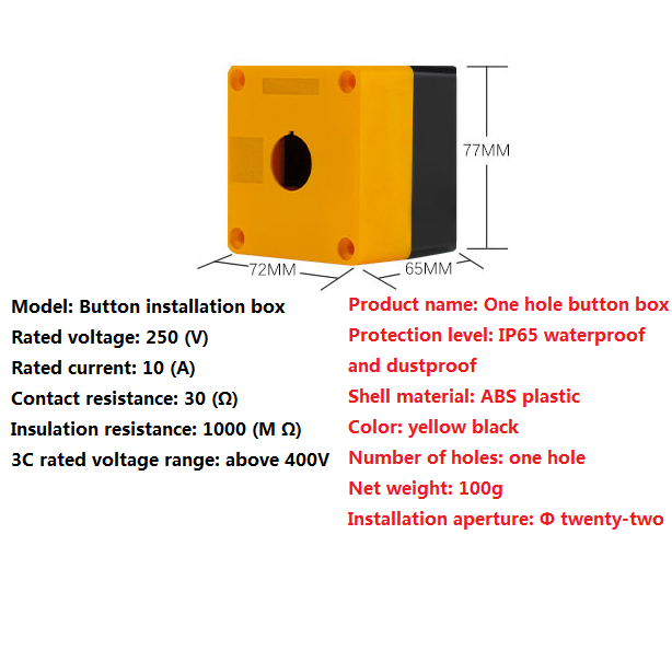 LA38 emergency stop button switch/elevator emergency stop button box, one normally open and one normally closed button switch