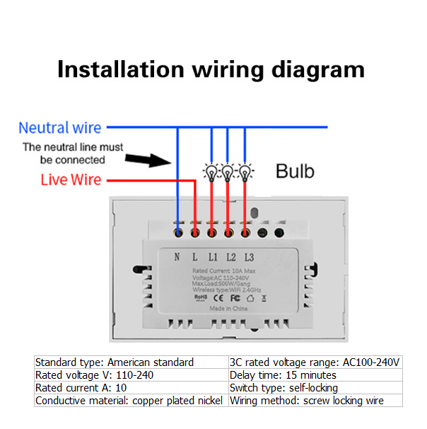 Cross border 118 American standard wall switch tempered glass panel with a 15 minute delay intelligent touch switch