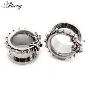 Wholesale 8-25mm Punk Stainless Steel Dragon Pulley Unscrew Ear Tunnels Plugs Expander Stretcher Gauges Body Piercing Jewelry