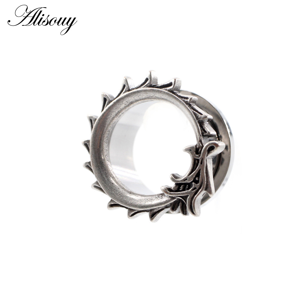 Wholesale 8-25mm Punk Stainless Steel Dragon Pulley Unscrew Ear Tunnels Plugs Expander Stretcher Gauges Body Piercing Jewelry