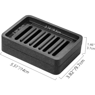 Custom Resin Soap Holder Kitchen Bathroom Countertop Double Layer Draining Soap Tray Detachable Slotted Black Resin Soap Dish