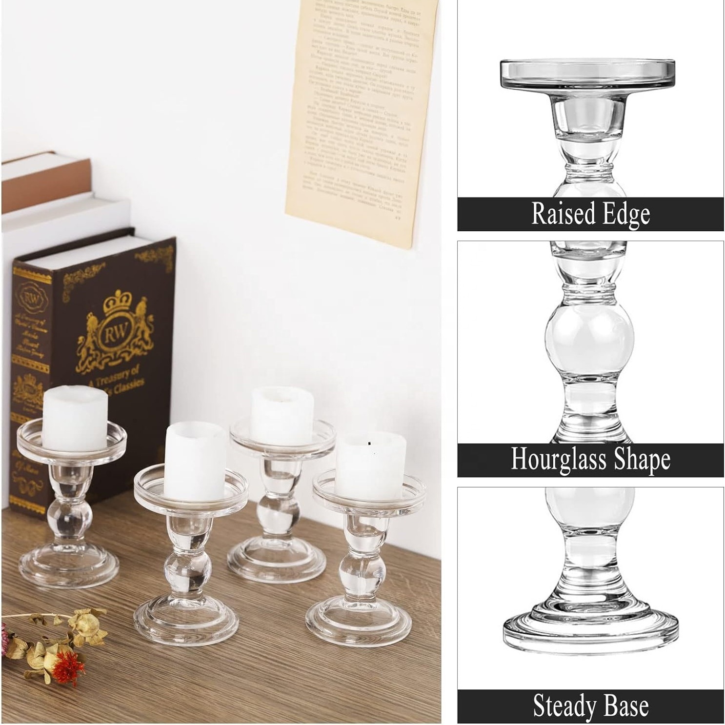 Custom Glass Candle Stand Candlestick Crystal Tea Light Holder Clear Transparent Candle Jars Room Decoration Glass Candle Holder