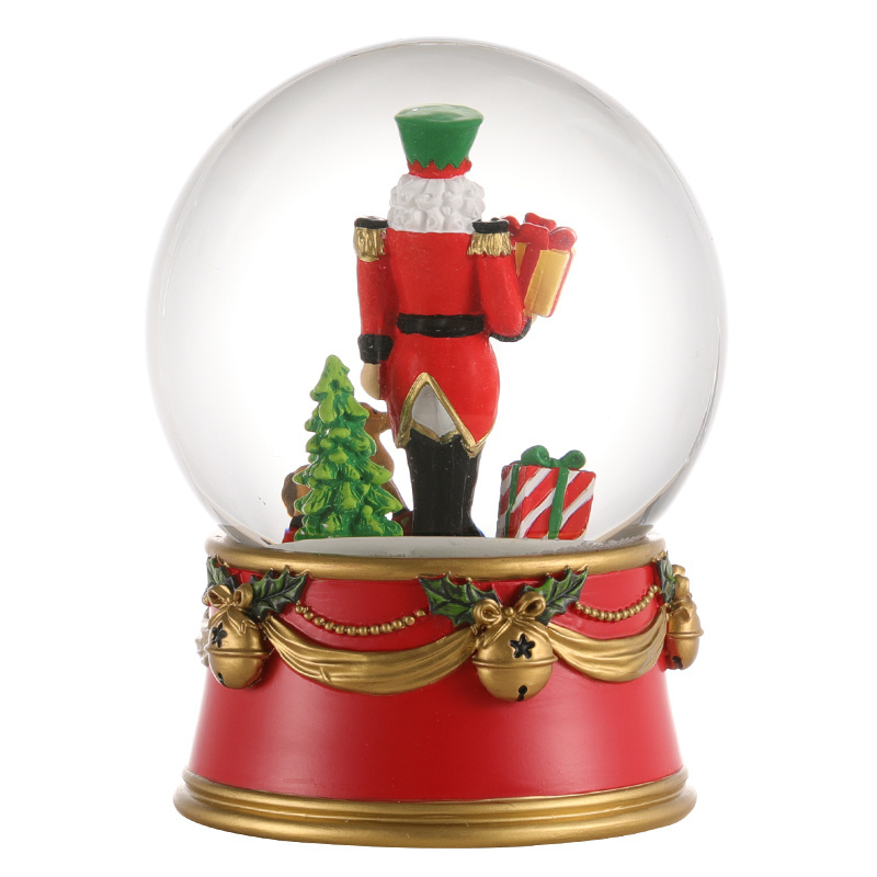 Custom Cartoon Snow Globe Nutcracker Water Globe Glass Blowing Snow Red Base Children Gift Souvenir Decoration Resin Snow Globe