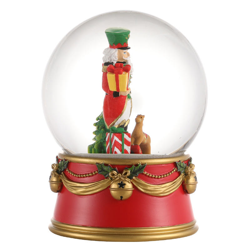 Custom Cartoon Snow Globe Nutcracker Water Globe Glass Blowing Snow Red Base Children Gift Souvenir Decoration Resin Snow Globe