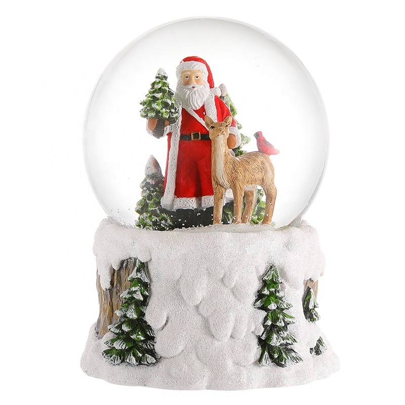 Custom Resin Snow Globe Santa Claus Elk Water Globe Glitter Powder Base Winter Decoration Souvenir Gift Christmas Snow Globe