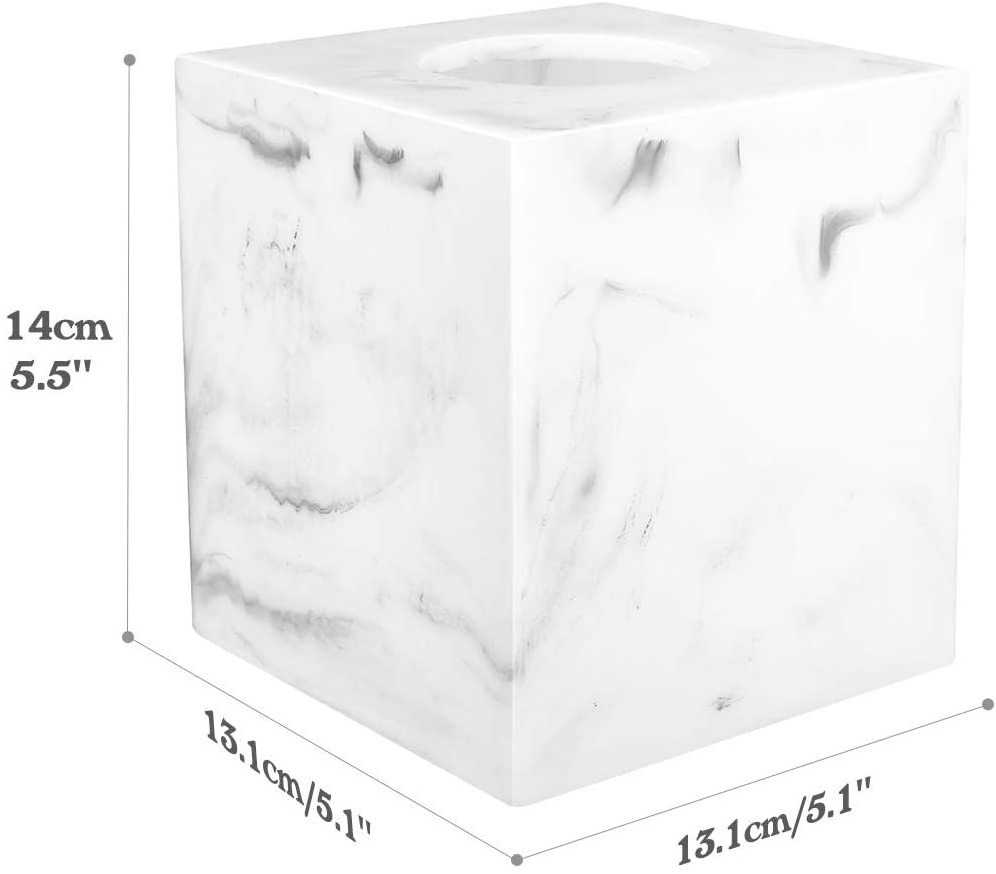 Custom Resin Tissue Box Cover Modern Square Paper Facial Tissue Napkin Dispenser Case Polyresin Magnetic Tissue Holder