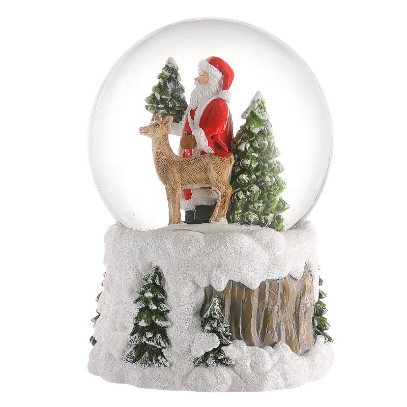 Custom Resin Snow Globe Santa Claus Elk Water Globe Glitter Powder Base Winter Decoration Souvenir Gift Christmas Snow Globe