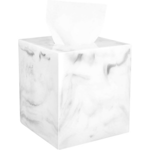 Custom Resin Tissue Box Cover Modern Square Paper Facial Tissue Napkin Dispenser Case Polyresin Magnetic Tissue Holder