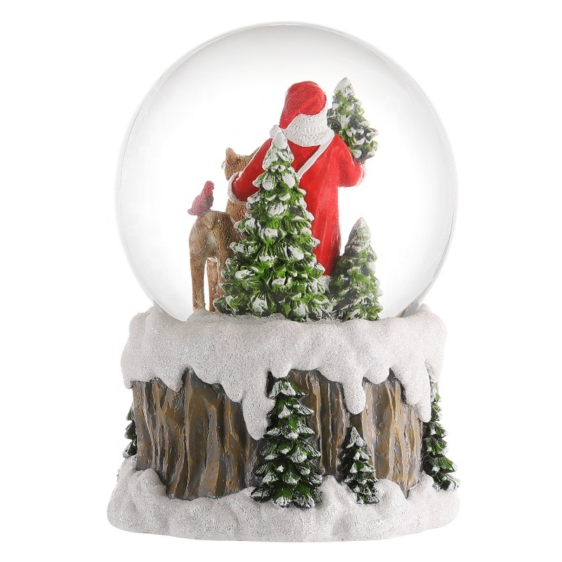 Custom Resin Snow Globe Santa Claus Elk Water Globe Glitter Powder Base Winter Decoration Souvenir Gift Christmas Snow Globe