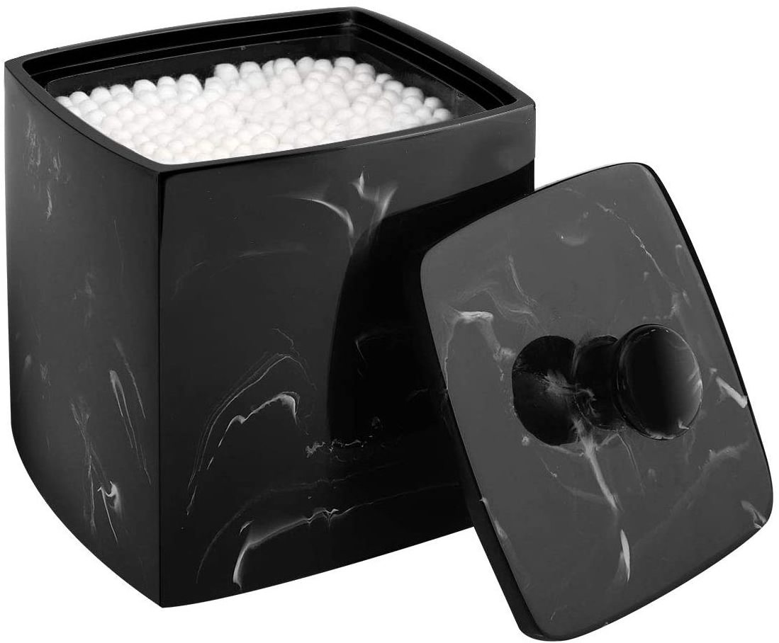 Custom Resin Cotton Ball Container Holder Q-Tips Cotton Bud Pad Rounds Storage Box Resin Cotton Swab Holder