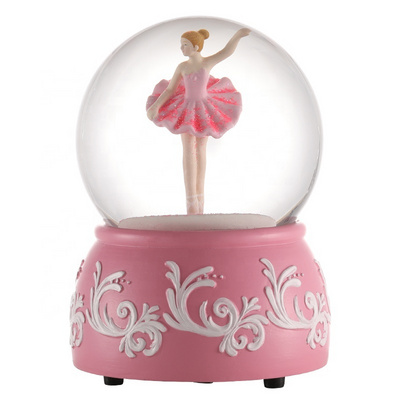 Custom Spinning Snow Globe Music Spinning Dancer Dancing Water Globe Flower Base Daily Decoration Gift Souvenir Resin Snow Globe