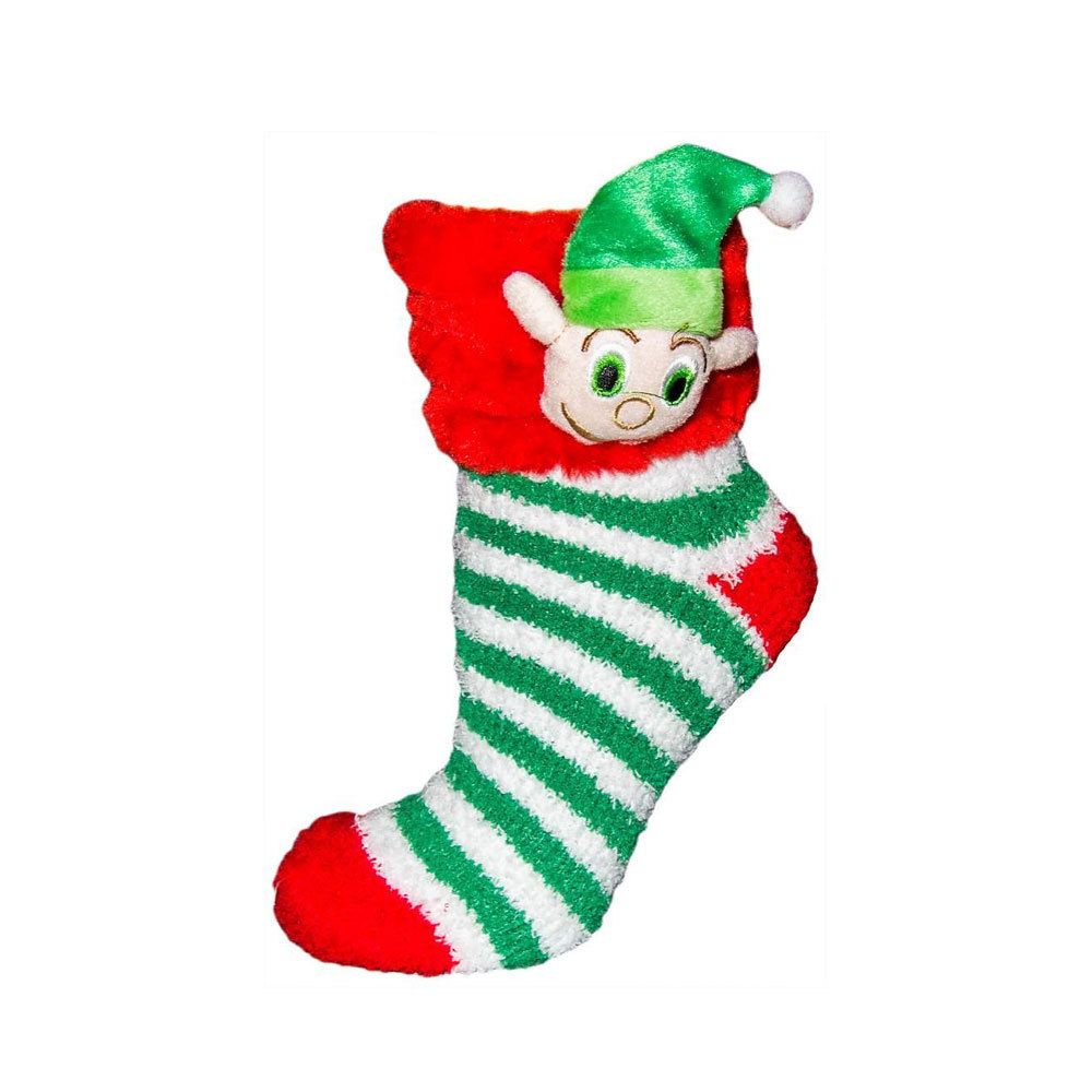 anti slip women winter thick soft christmas slipper socks with grips