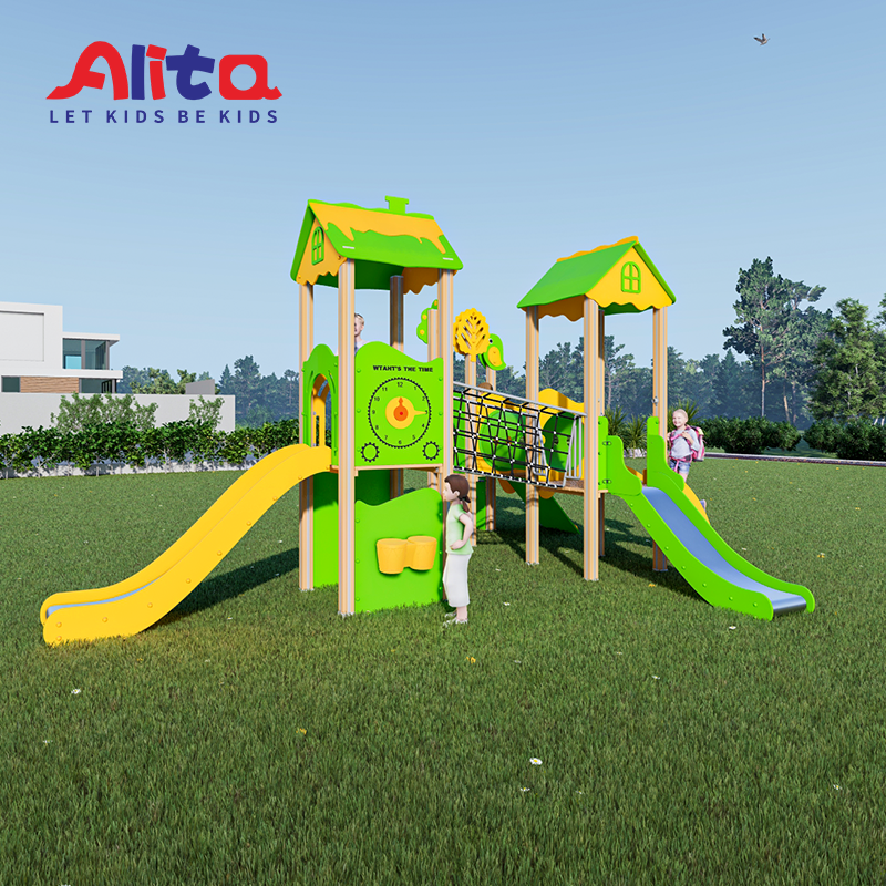 commercial children's outdoor playground PE plastic board slide with function panels