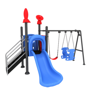 Cheap Outdoor Slide Swing Sets For Kids Playground Commercial Children Backyard Play Equipment 2 in one  Plastic Slide