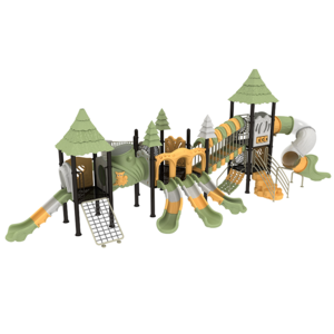 Children's outdoor playground tree house slide clime gym play set