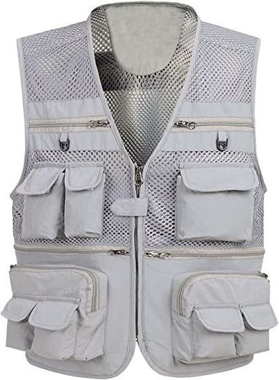 Custom Lightweight & Quick Dry Nylon fabric Fishing Hiking Journalist Hunting Camera man Vest Men's Multi Pockets Waistcoat Vest