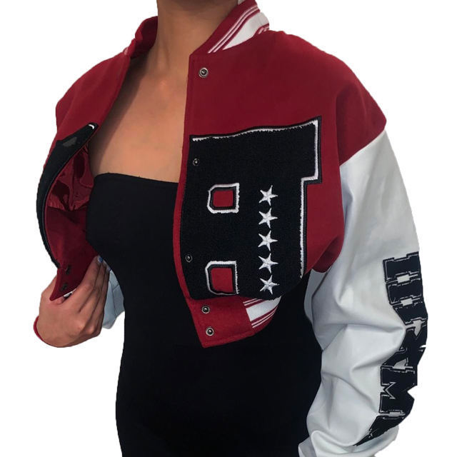 Top Quality Women Varsity Jacket Crop With Long Sleeves Best Baseball Jackets For Ladies Wholesale