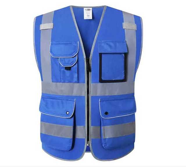 Wholesale High Visibility Black Safety Vest With Zipper Customized Logo Work Wear Black Safety Vest Reflective