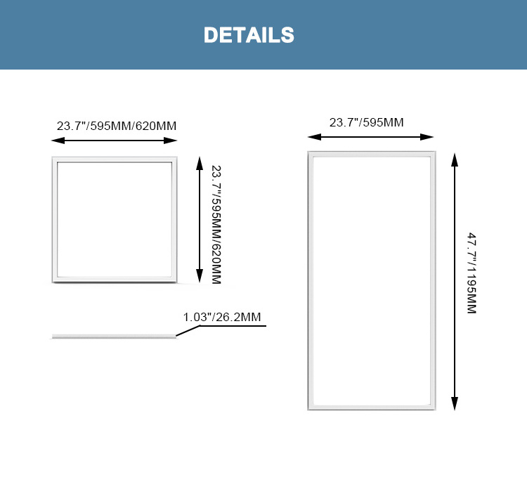 2X2 2X4 CCT Tunable Power Adjustable dimmable led recessed RGB frame panel light