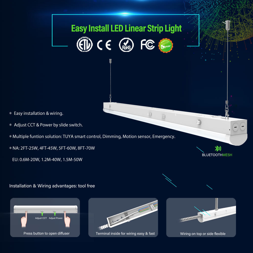 Wholesale Ceiling Fixture Battery White led Tube 4ft 36w 8ft Linear Motion Sensor Color Smart Batten Led Strip Light