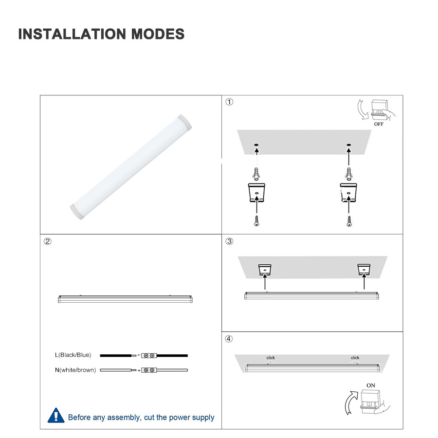 5 years warranty indoor emergency motion dimmable ceiling mounted LED batten light