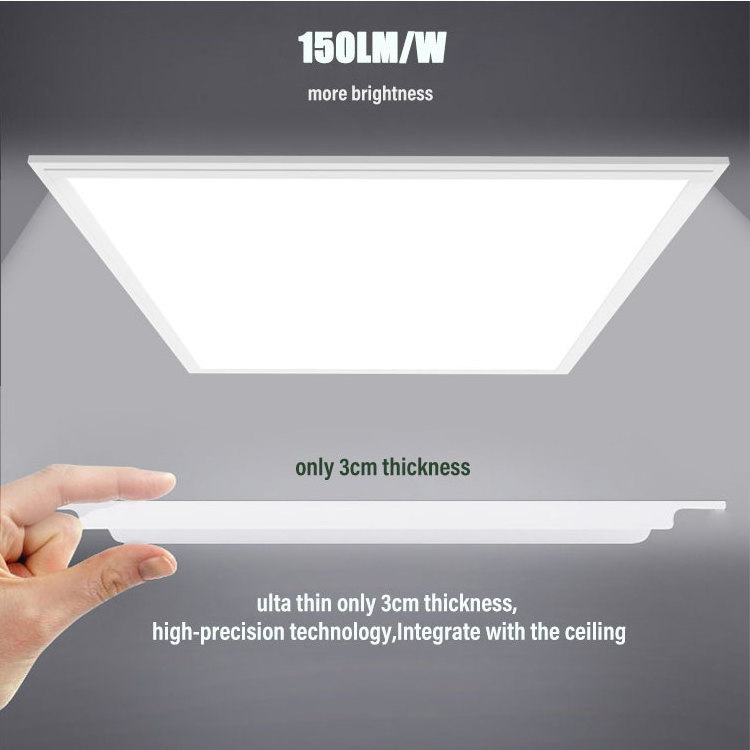 Commercial 130LM/Watt 0-10V Dimmable LED Flat Panel Light with Selectable 40W/50W/60W Wattage & 3000K/4000K/5000K/6500K CCT