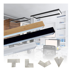 DALI-DT8 30W/40W/50W Office LED Linear Light with Bluetooth App Remote Control Electroplated Grille Pendant Chandelier