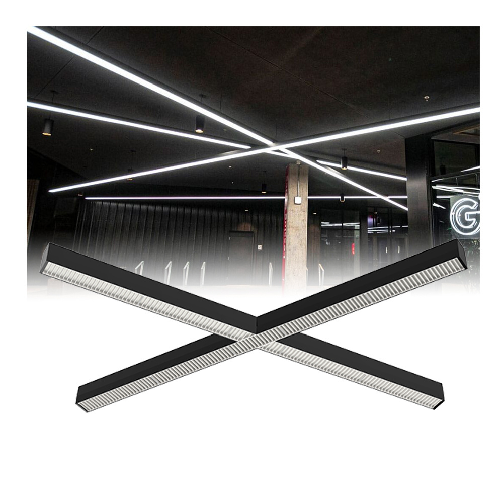 DALI-DT8 30W/40W/50W Office LED Linear Light with Bluetooth App Remote Control Electroplated Grille Pendant Chandelier