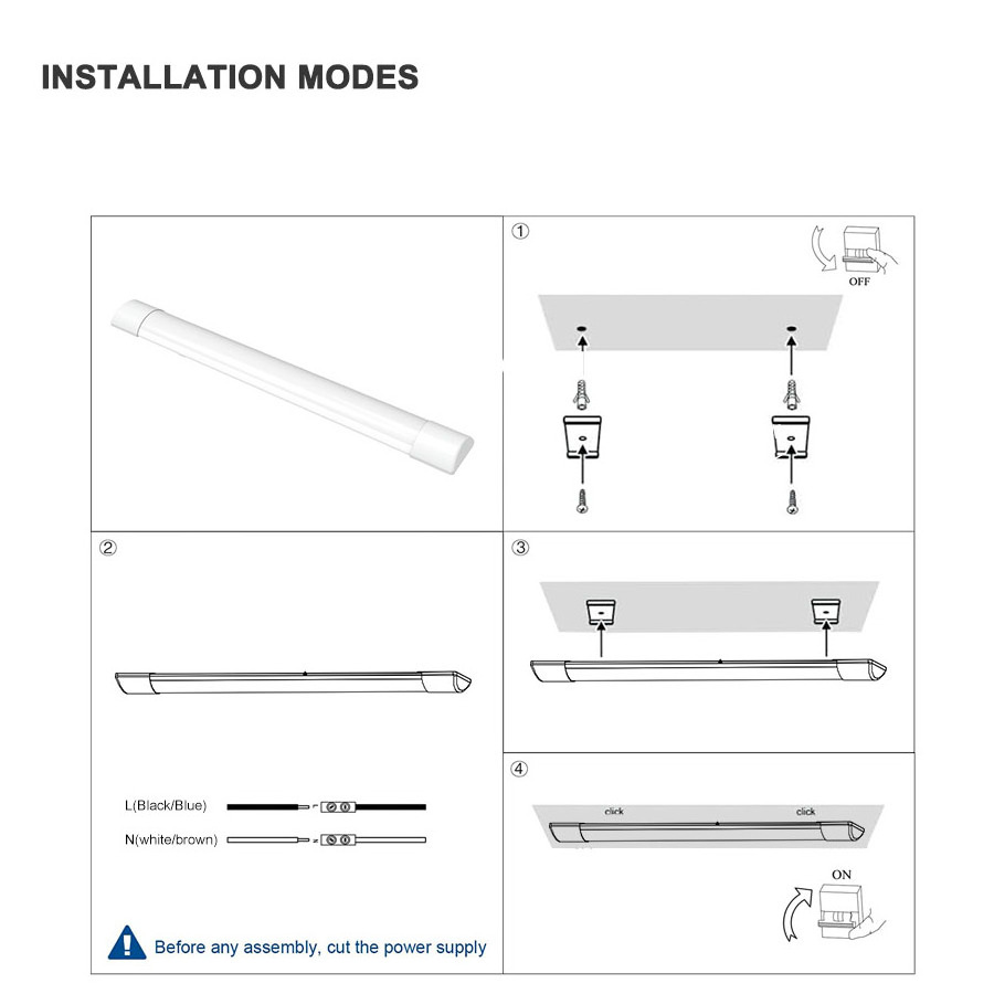 Led Batten Purification Lamp Slim Wide Housing clean room lighting 120cm linear purification light for Laboratory  Cleanroom