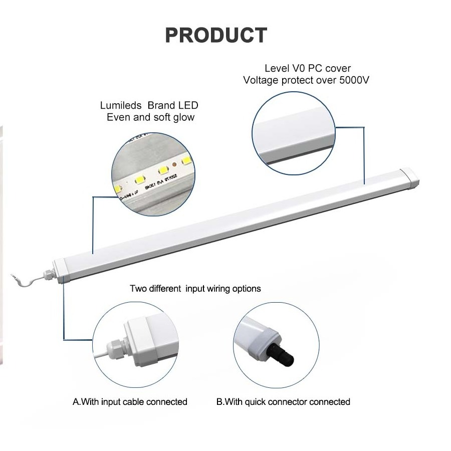 40w 1200mm Vapor Tight Linear Fixture Ip65 Led Tri-proof Light/three Proofing Lamps For Indoor Lighting