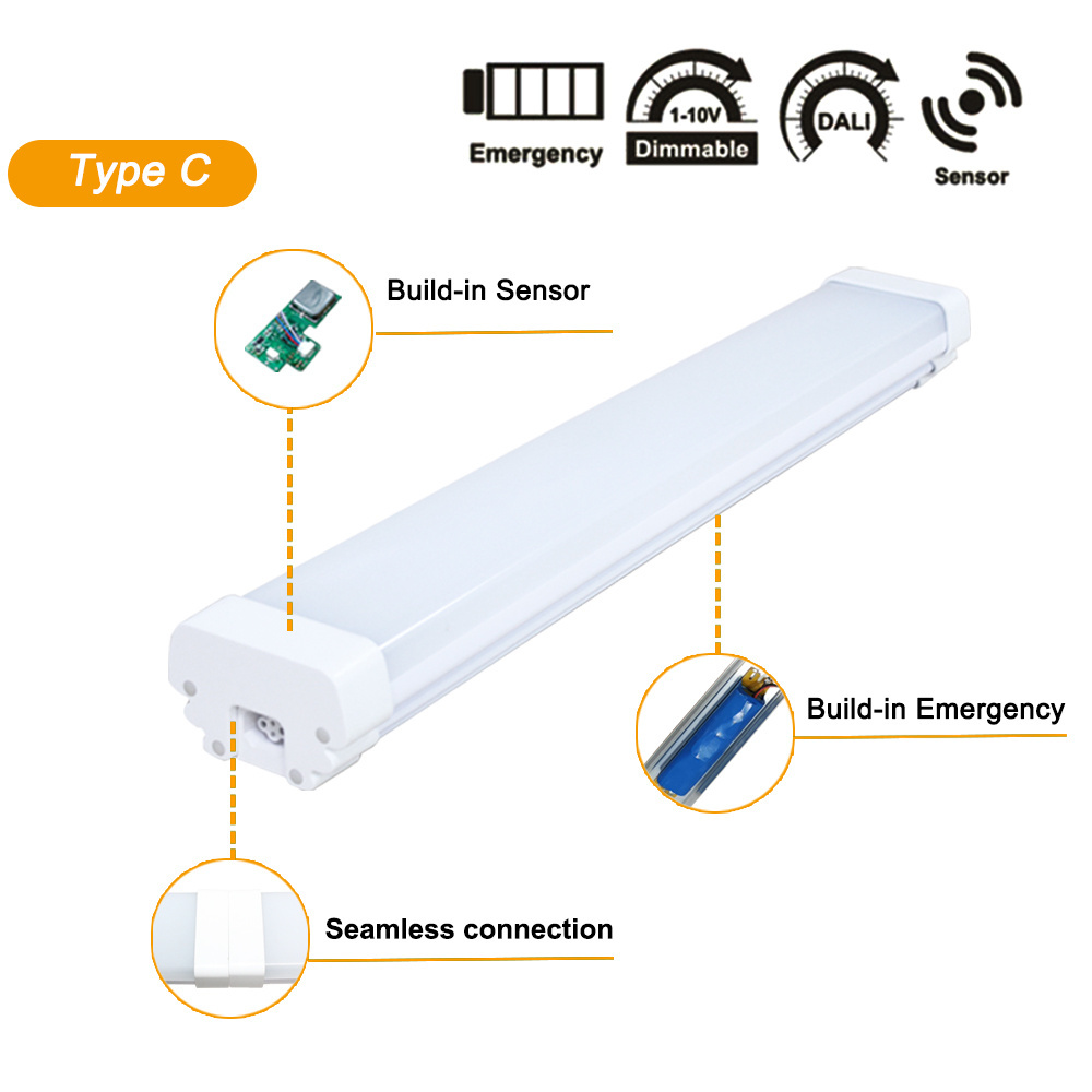 IP65 0-10V Dim 2ft 4ft airport warehouse tri-proof light cold storage light led linear pendant light