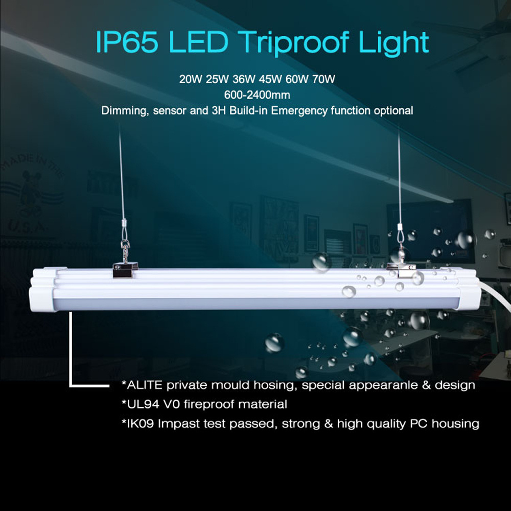 Alite 2ft 4ft 5ft 6ft 40w  Dustproof Tri Proof T5 T8 Led Tube Light  Ip65 Waterproof Triproof warehouse Lighting Fixture