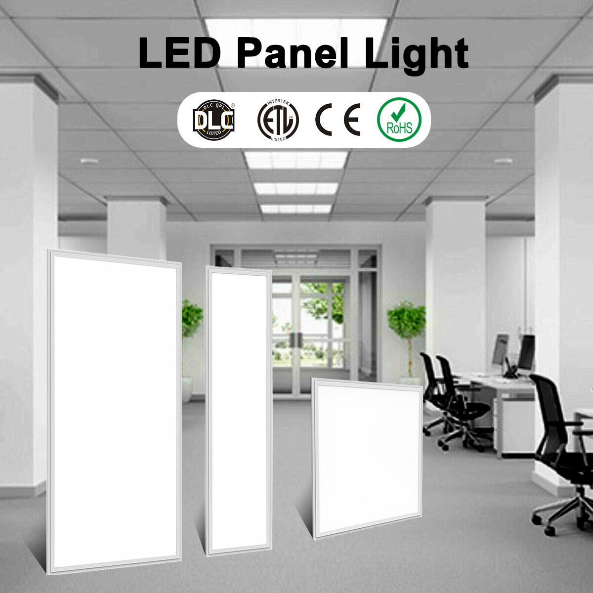 100-347V Dimmable AC120V 2x2 FT Led panel Light Fixture no strobe square led panel light