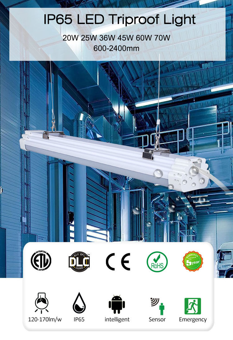 led triproof light ip65 1200mm led light for Workshop garage led tri-proof light 36w 45W 70W