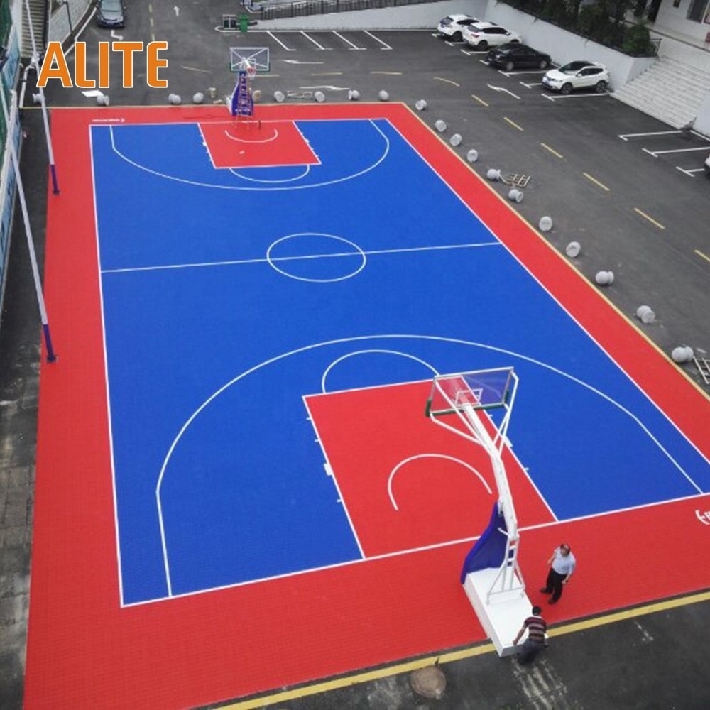 Cheap Wholesale Modular  Plastic Outdoor Sports Tiles with Rubber Cushions for Multi-Game Courts