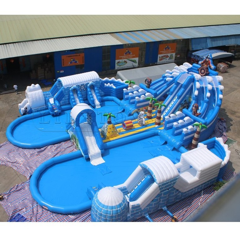 Inflatable pirate giant water slide with pool water slide for kids and adults