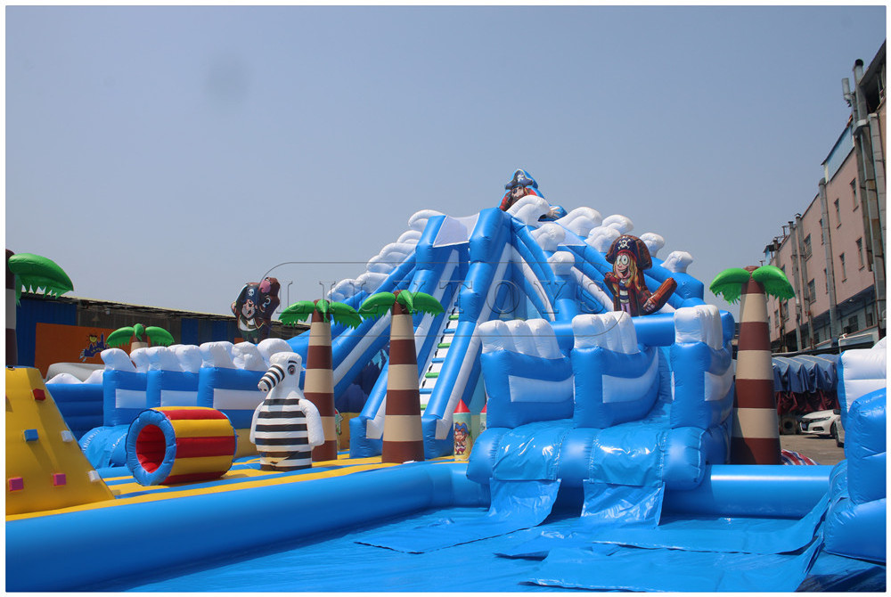 Inflatable pirate giant water slide with pool water slide for kids and adults