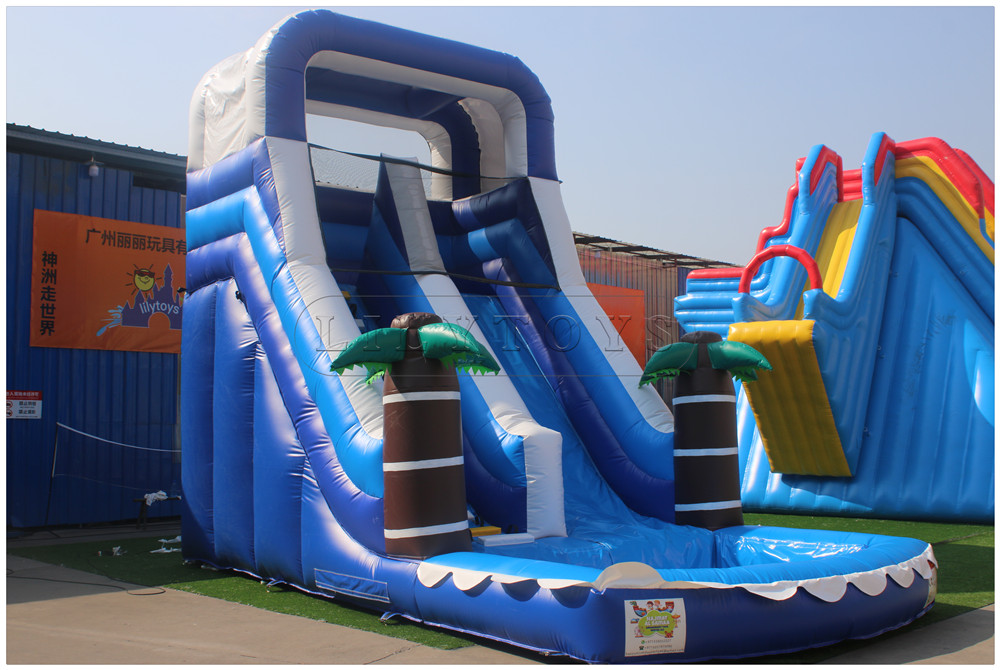 Top Seller Commercial Blue Ocean Theme Water Inflatable Pool Slide tropical inflatable water slide toboggan For Sale